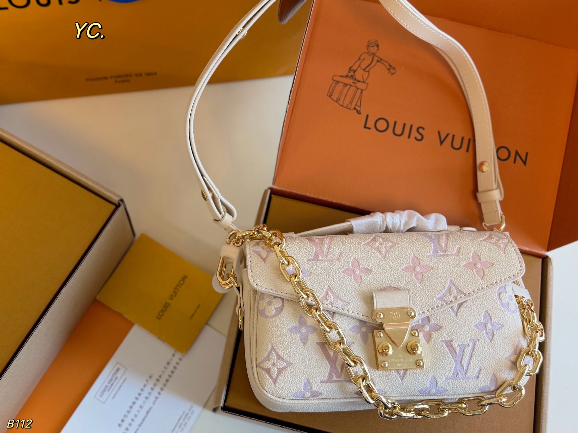 LV Monogram Handbag Monogram Canvas Adjustable Strap Crossbody